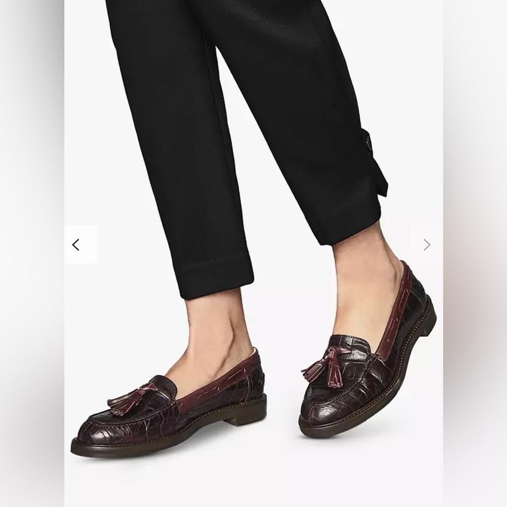 REISS farah croc embossed leather tassel loafers